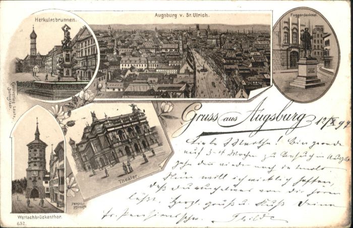 Augsburg Theater Herkulesbrunnen Fuggerdenkmal