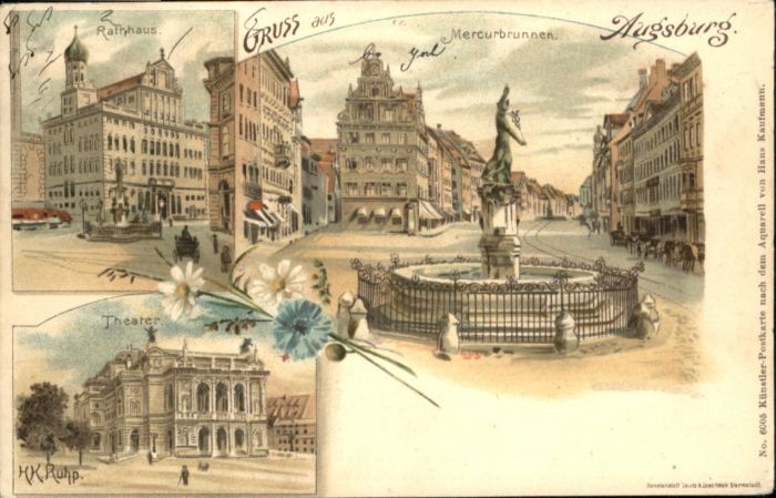 Augsburg Rathaus Theater Merkurbrunnen
