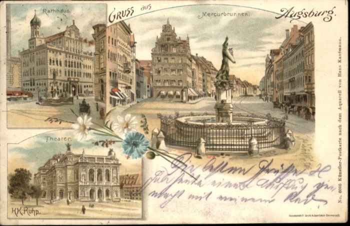 Augsburg Rathaus Theater Merkurbrunnen