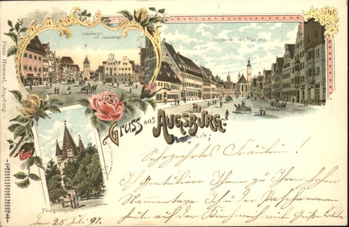 Augsburg Jakoberstrasse Fünfgradturm