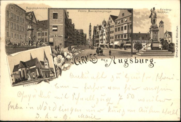 Augsburg Augustusbrunnen Domkirche Friedensdenkm