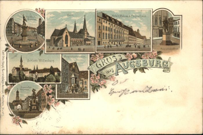 Augsburg Merkurbrunnen Dom Hotel 3 Mohren Fugger