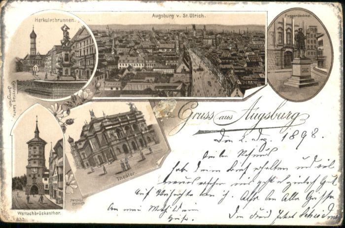 Augsburg Herkulesbrunnen Wertachbrückentor Theat