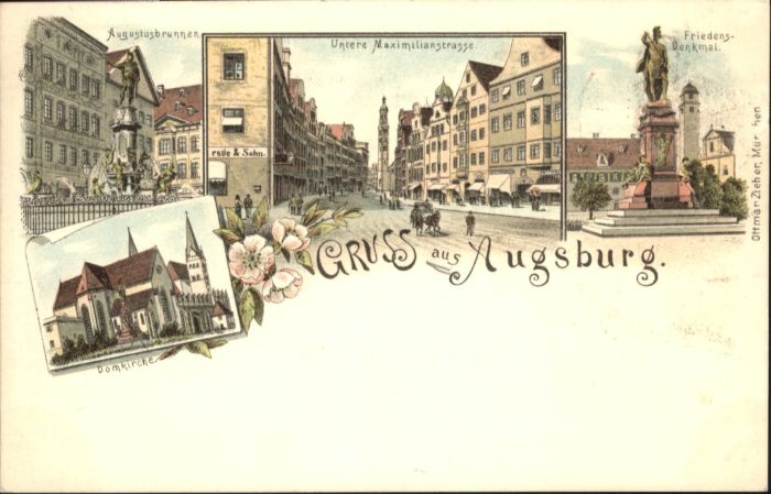 Augsburg Augustusbrunnen Domkirche Friedensdenkm