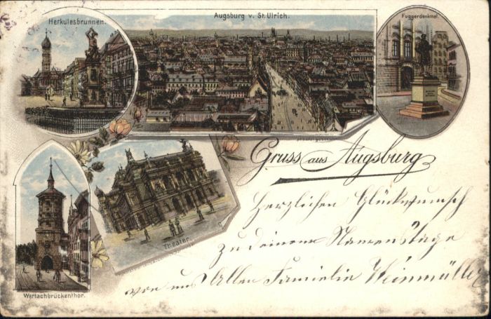 Augsburg Herkulesbrunnen Theater Fuggerdenkmal