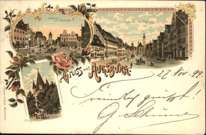 Augsburg Jakoberstrasse Fünfgradturm