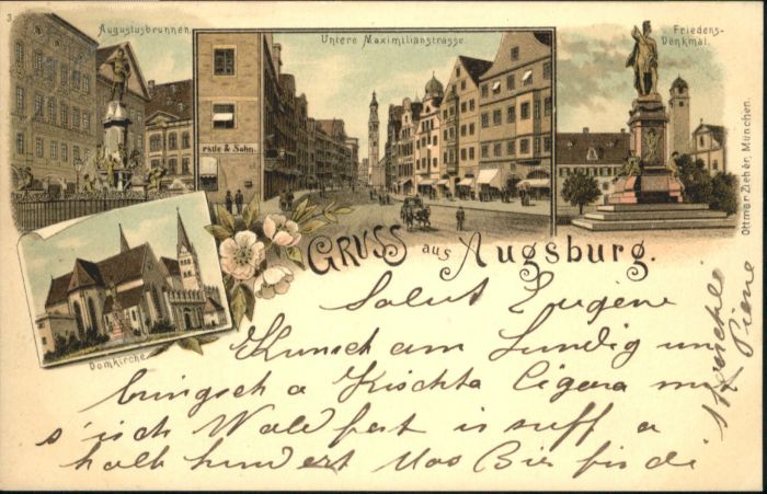 Augsburg Augustusbrunnen Friedensdenkmal Dom
