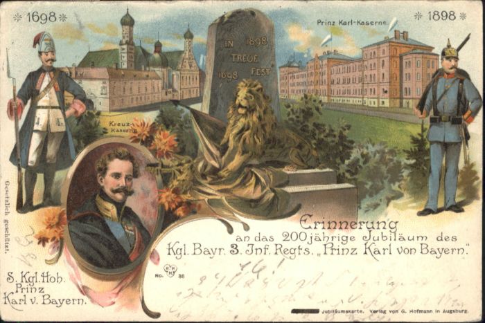 Augsburg Kreuzkaserne Prinz Karl von Bayern 3. R