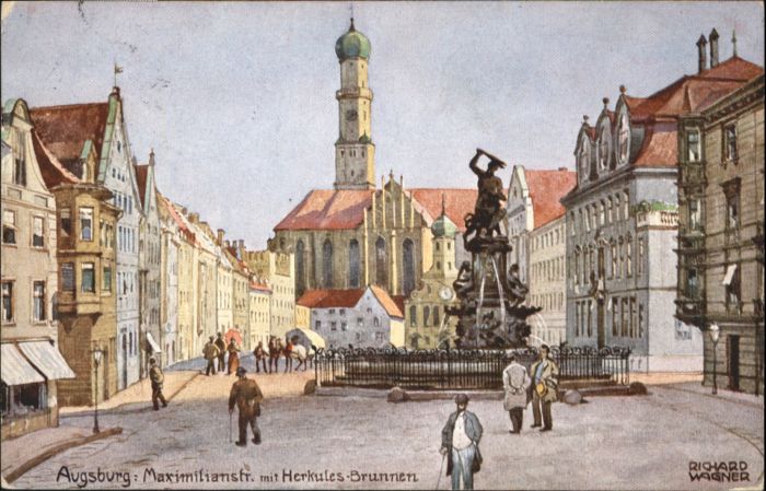 AUGSBURG  CITY Kuenstler Richard Wagner Maximilianstrasse Herkulesbrunnen
