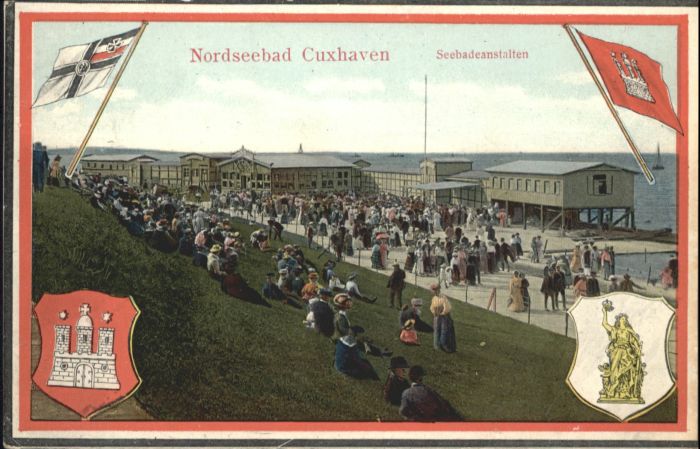 Cuxhaven Nordseebad Cuxhaven Seebadeanstalt Wappen Fahnen