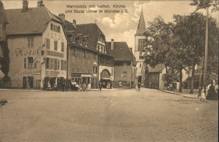 Munster Haut Rhin Elsass Münster Elsass Marktplatz Kirche Bazar