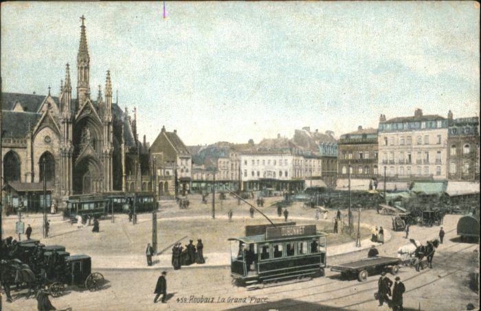Roubaix Grand Place Strassenbahn Kutsche