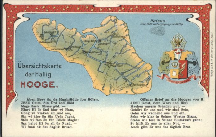 Hallig Hooge Wappen Landkarte