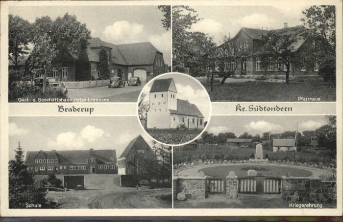 Braderup Niebuell Gasthaus Geschaeftshaus Peter Lorenzen Pfarrhaus Schule Kirche
