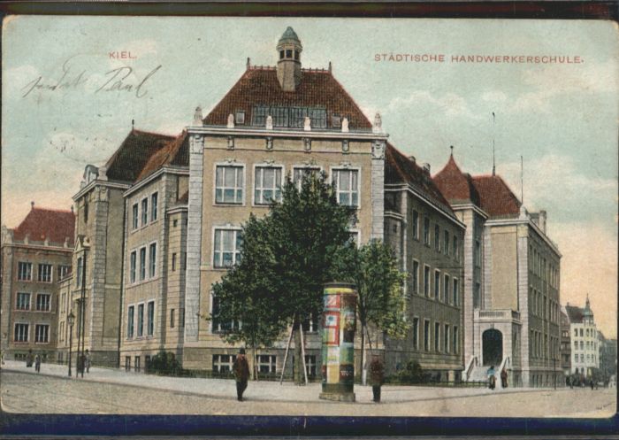 KIEL  CITY Handwerkerschule Litfasssaeule