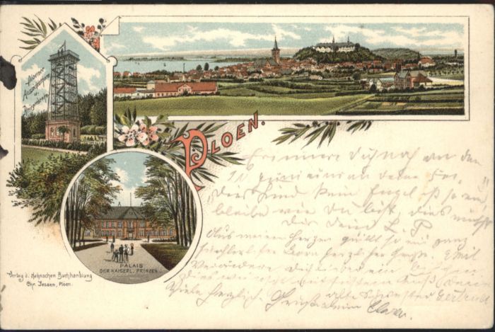 Ploen See Plön Palais Turm Litho