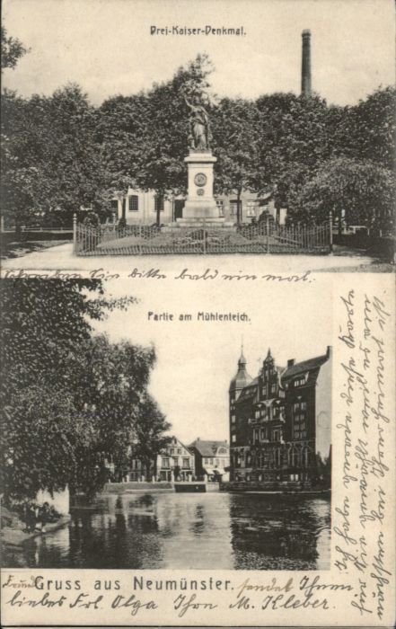 Neumuenster Schleswig-Holstein Neumünster Drei-Kaiser-Denkmal Mühlente