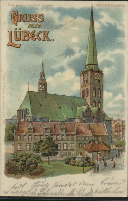 Luebeck Hold to Light> Karte Meteor D. R. G. M.