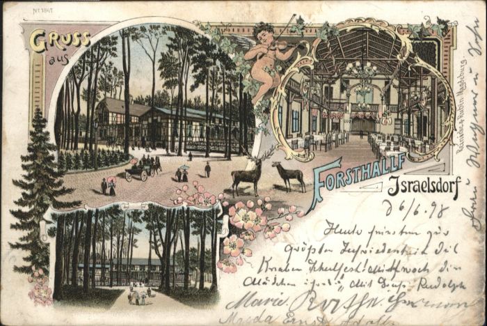 Israelsdorf Forsthalle Litho Engel