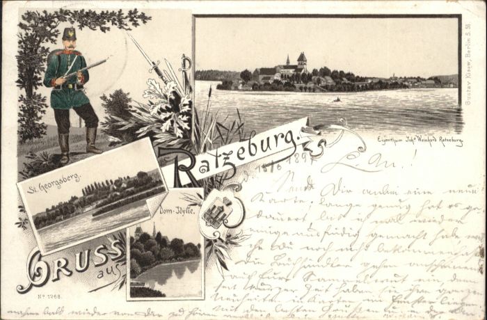 Ratzeburg Soldat St. Georgsberg Litho