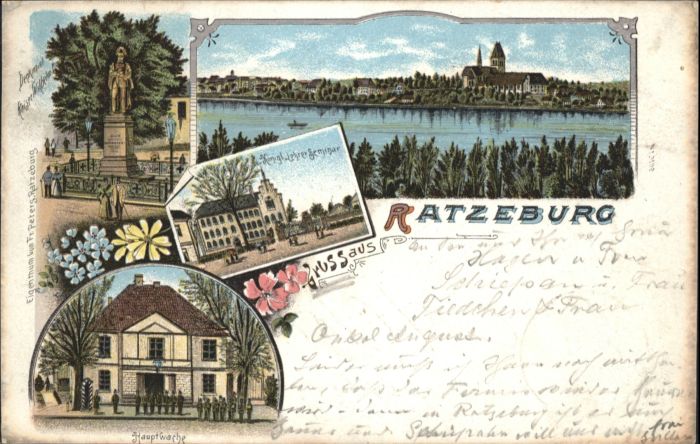 Ratzeburg Denkmal Hauptwache Lehrerseminar Litho