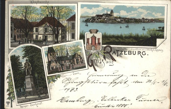 Ratzeburg Hauptwache Dom Wappen Denkmal Litho