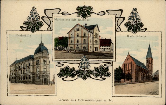 Villingen-Schwenningen Marktplatz Rathaus Schule Kirche