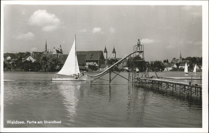 Bad Waldsee Strandbad Segelboot Wasserrutsche
