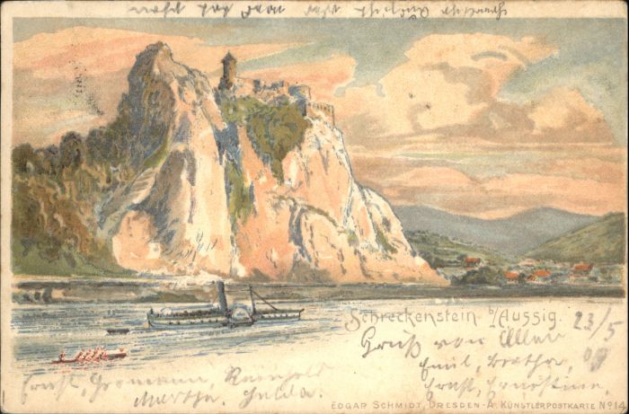 Schreckenstein Burg Strekov Schreckenstein bei Aussig Elbe Dampfer