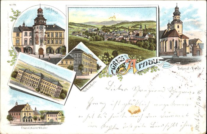 Arnau Tschechien Rathaus Gymnasium Franziskanerkloster S