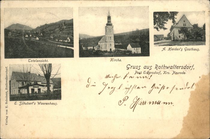 Rothwaltersdorf Kirche A. Herden's Gasthaus E. Schubert