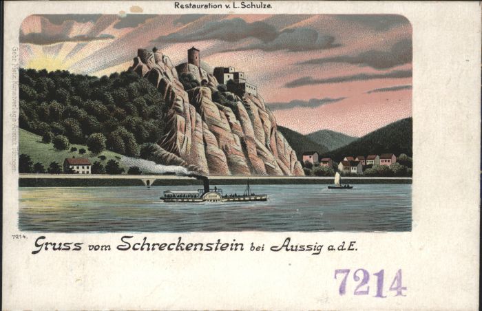 Schreckenstein Burg Strekov Schreckenstein bei Aussig Elbe Dampfer