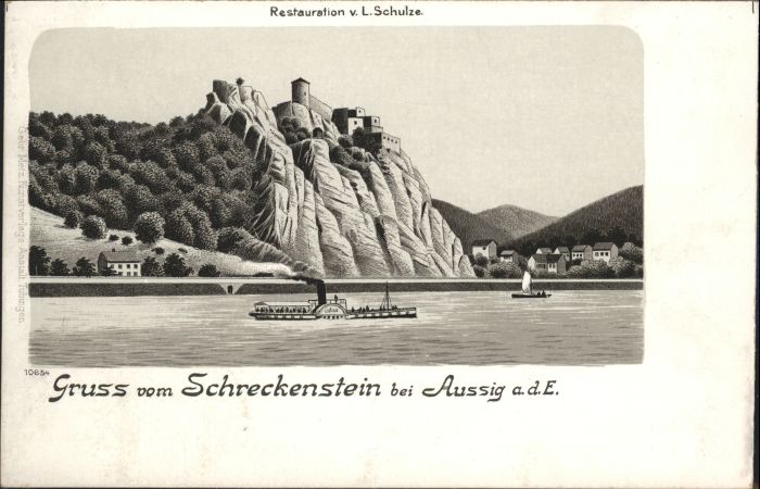 Schreckenstein Burg Strekov Schreckenstein bei Aussig Elbe Dampfer