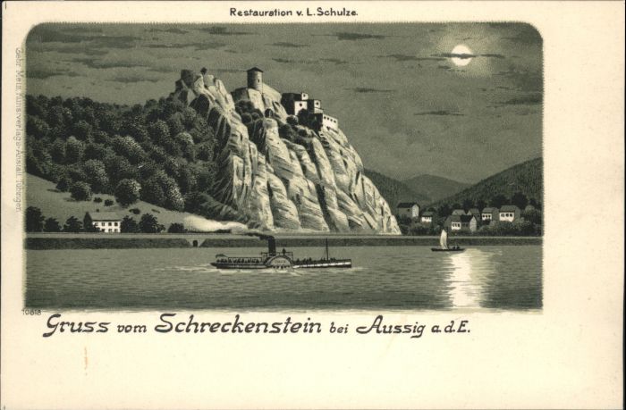 Schreckenstein Burg Strekov Schreckenstein bei Aussig Elbe Dampfer