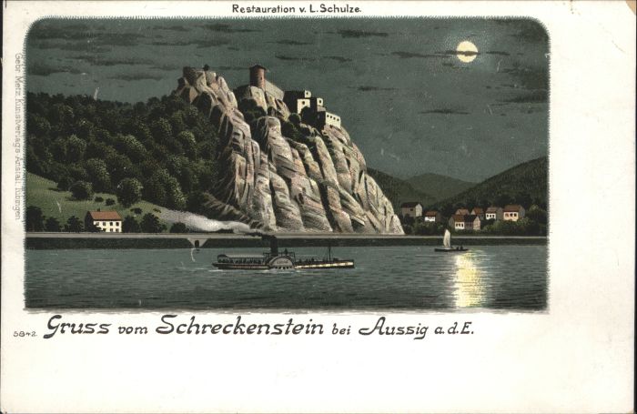 Schreckenstein Burg Strekov Schreckenstein bei Aussig Elbe Dampfer