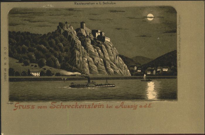 Schreckenstein Burg Strekov Schreckenstein bei Aussig Elbe Dampfer