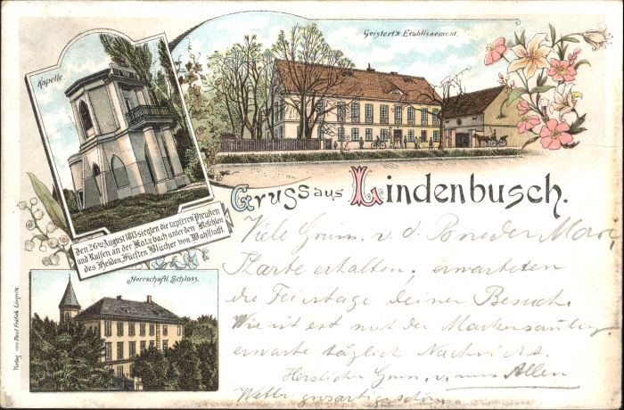 Lindenbusch Kapelle Geistert's Etablissement Schlos