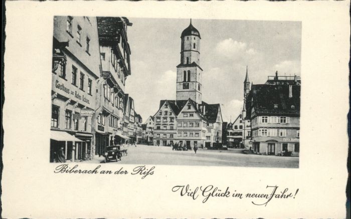 Biberach Riss Gasthaus zum roten Ochsen Neujahrskarte