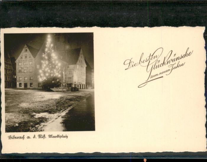 Biberach Riss Marktplatz Tannenbaum Neujahrskarte Kle