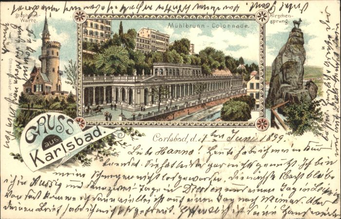 Karlsbad Eger Karlsbad_Böhmen Mühlbrunn Colonade Hirs