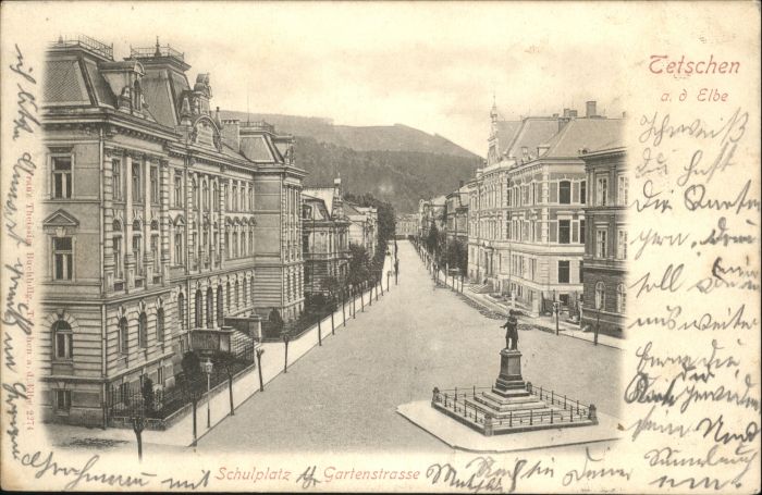 Tetschen-Bodenbach Boehmen Tetschen Schulplatz Gartenstrasse