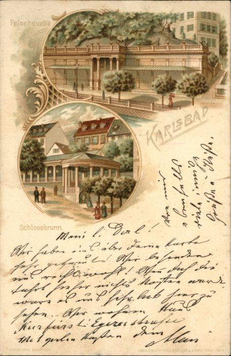 Karlsbad Eger Karlsbad_Böhmen Schloss Brunnen Felsenq