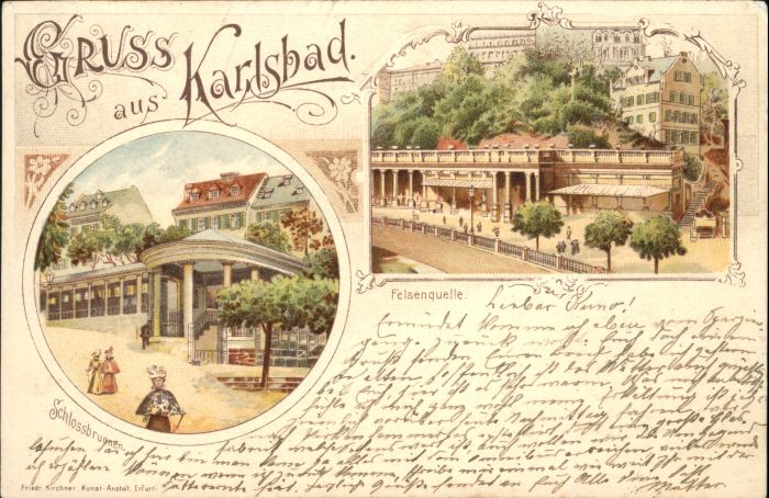 Karlsbad Eger Karlsbad_Böhmen Felsenquelle Schlossbru