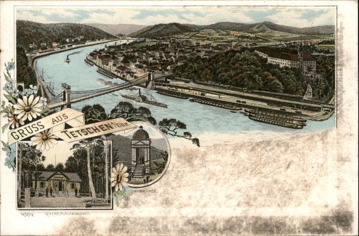 Tetschen-Bodenbach Boehmen Tetschen Brücke Schiff