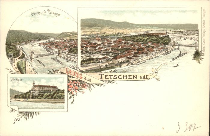 Tetschen-Bodenbach Boehmen Tetschen Obergrund Schloss Brücke Schif