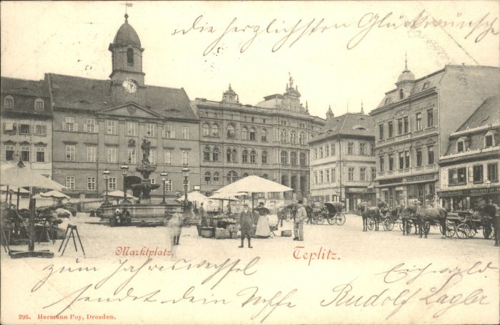 Teplitz-Schoenau Teplice Teplitz_Böhmen Marktplatz Kutschen