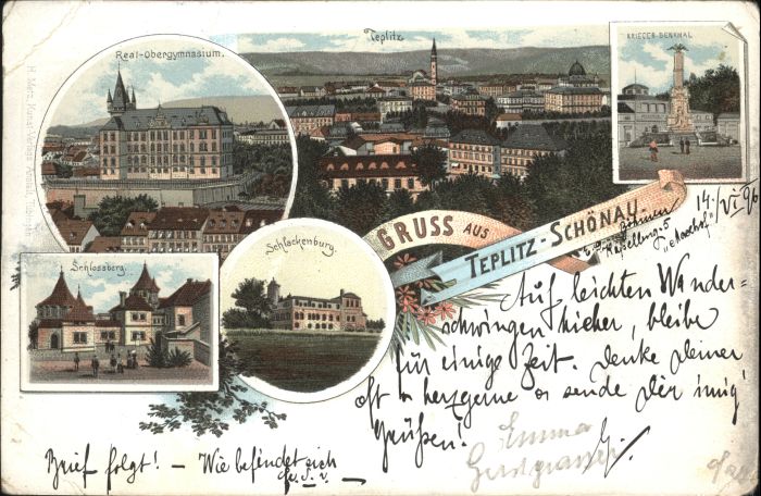 Teplitz-Schoenau Teplice Teplitz_Böhmen Krieger Denkmal Schlossb