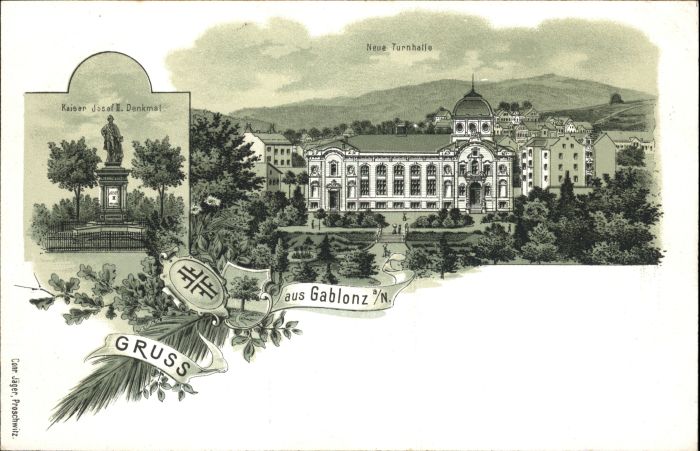 Gablonz Neisse Tschechien Kaiser Josef Denkmal Turnhalle