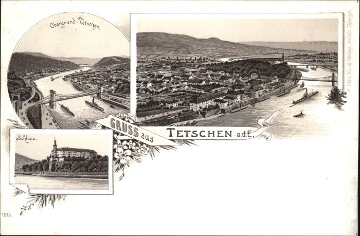 Tetschen-Bodenbach Boehmen Tetschen Obergrund Schloss Brücke Schi