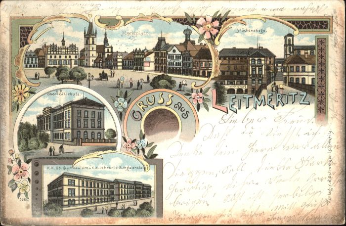 Leitmeritz Litomerice Nordboehmen Leitmeritz Schule Marktplatz Brückensti